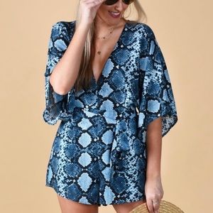 NWOT Buddy Love blue snakeskin romper